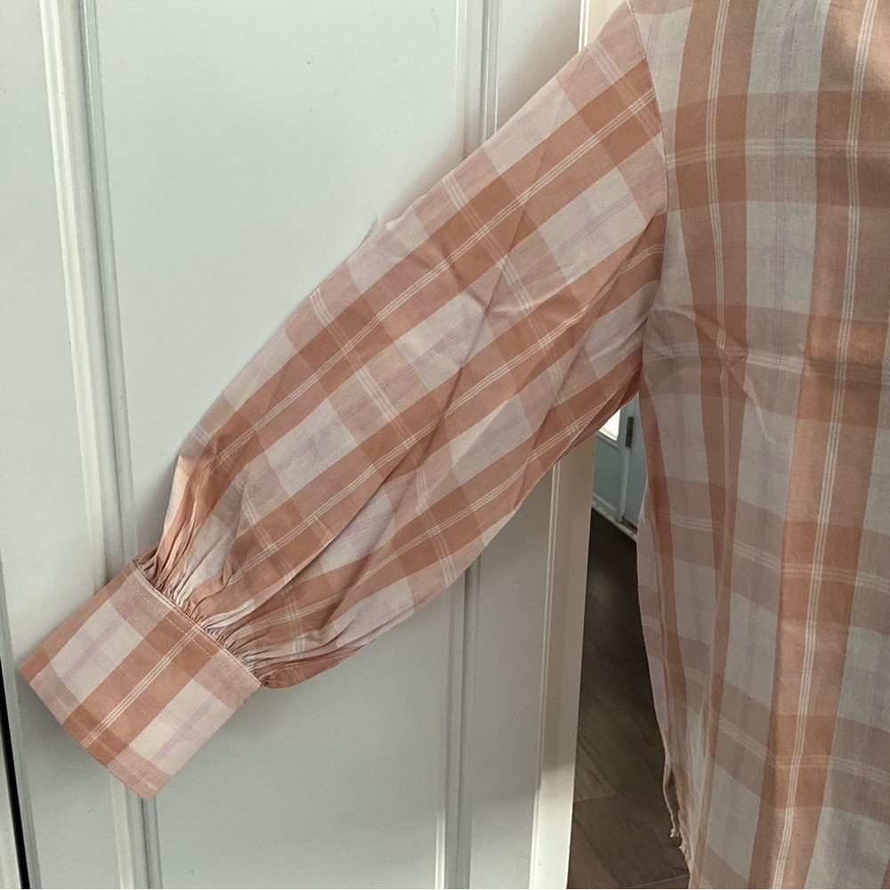 J. Crew Gathered Cottagecore Blouse Shirt Featherweight Peach Cotton - Picture 9 of 11